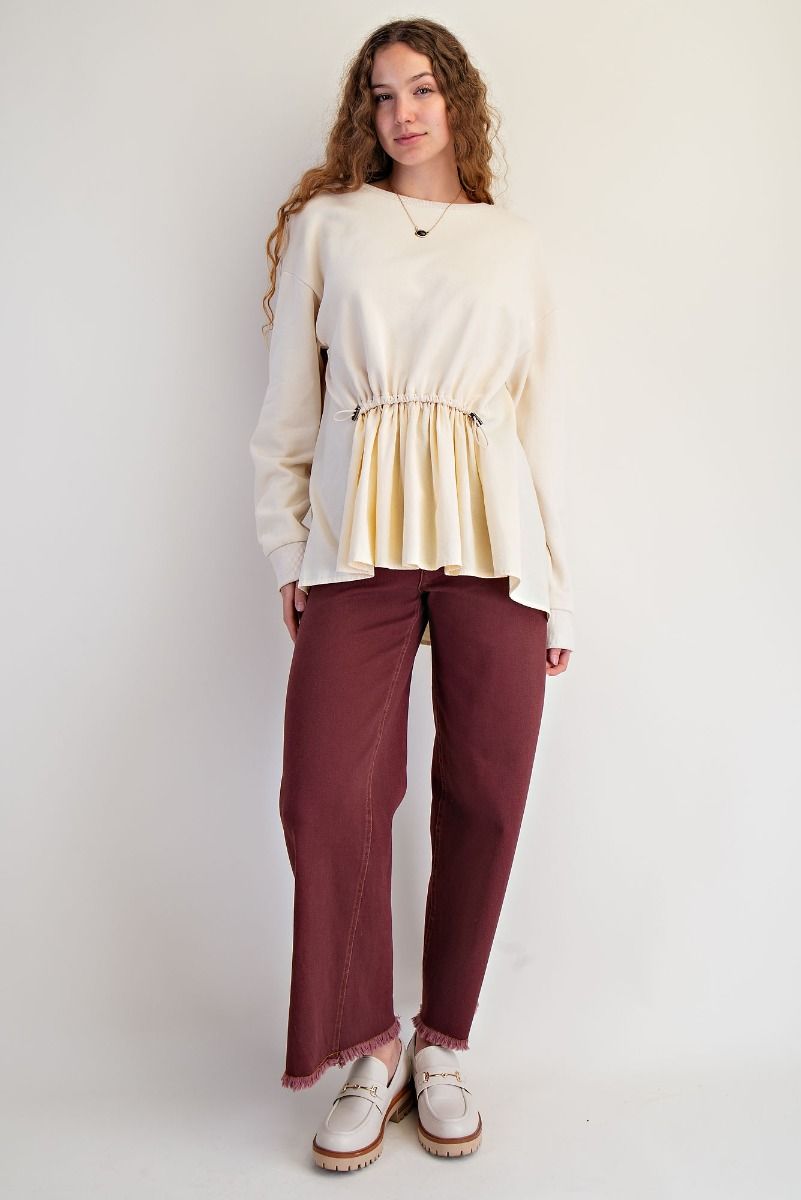 Cream Peplum Top