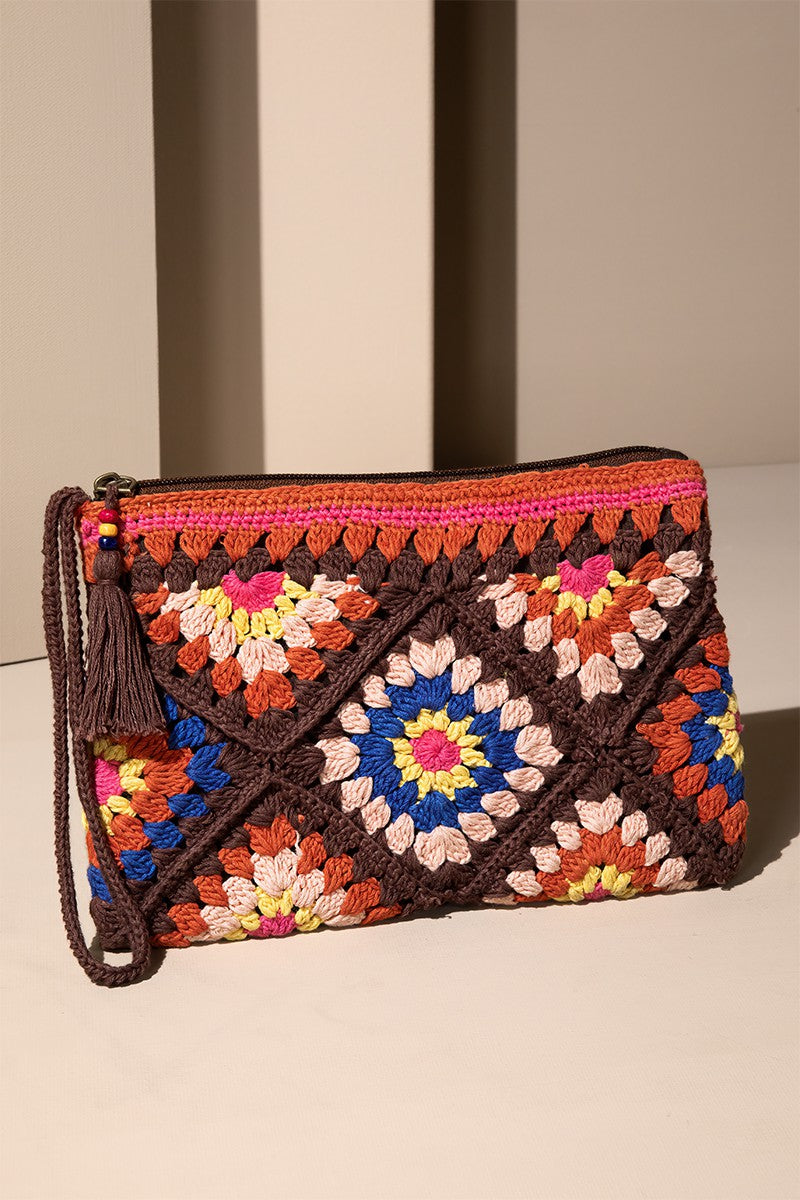 Crochet Granny Square Clutch Purse