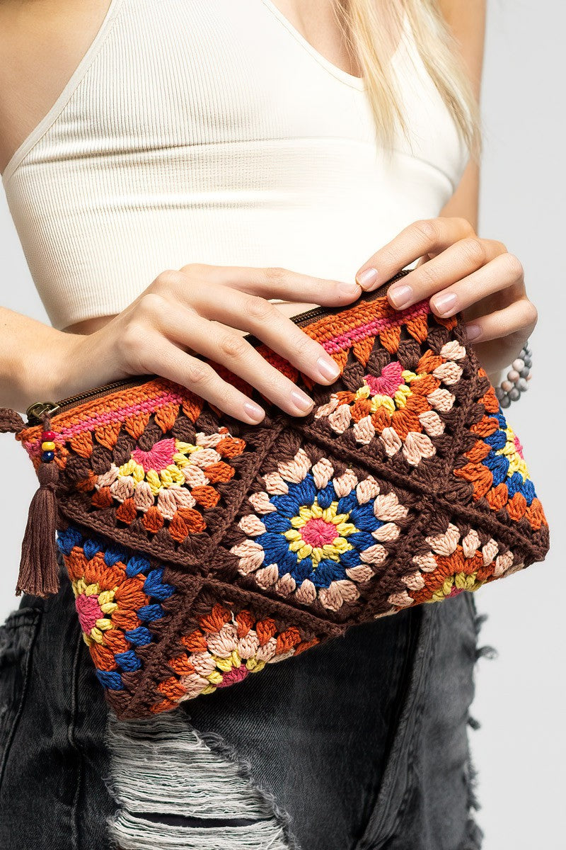 Crochet Granny Square Clutch Purse