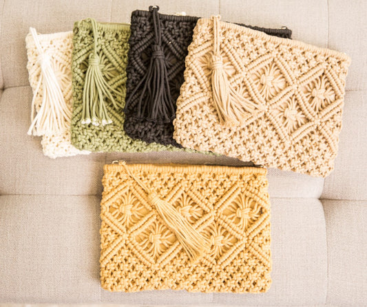 Macramé crochet clutch purse