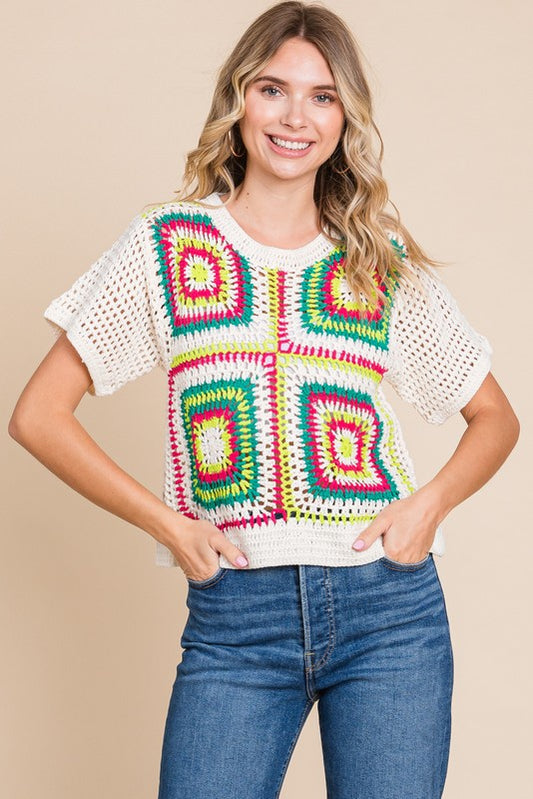 Crochet Tie Dye Square Sweater