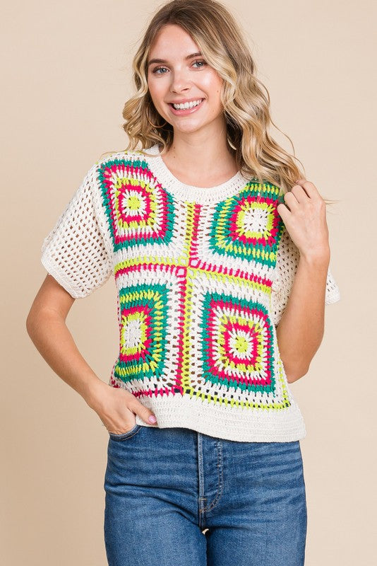 Crochet Tie Dye Square Sweater