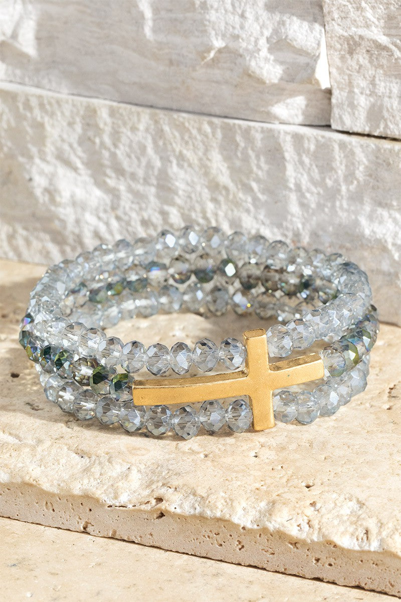 Bead Bracelets W/Cross Charm