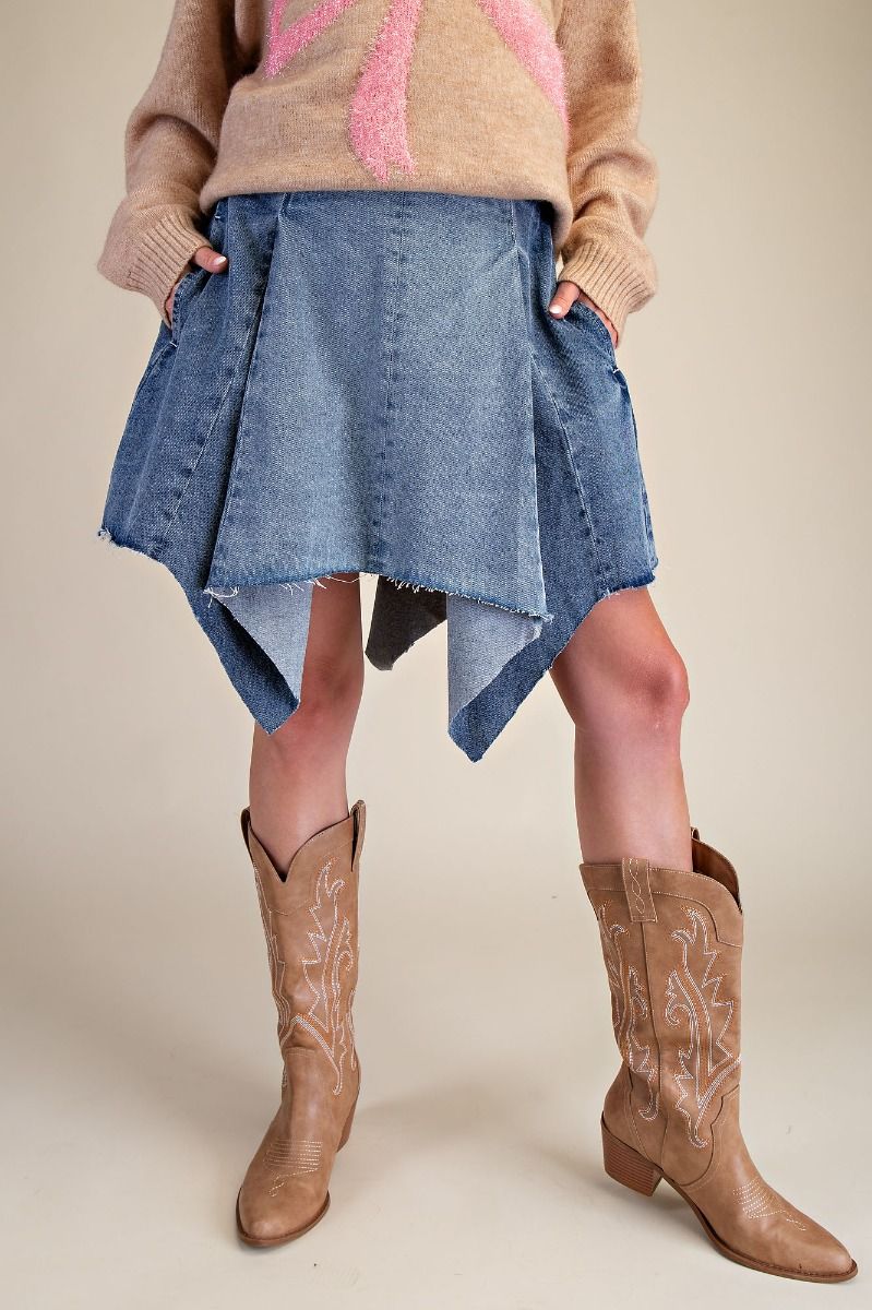 Asymmetrical Denim Skirt