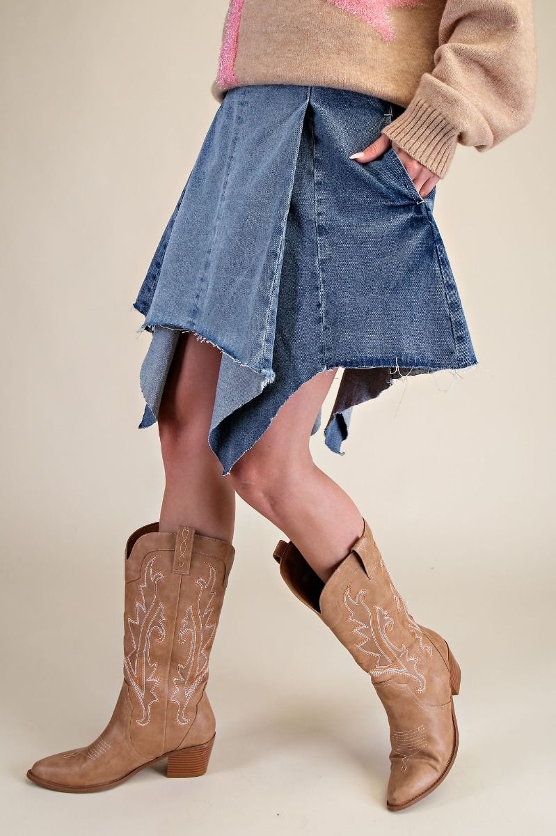 Asymmetrical Denim Skirt