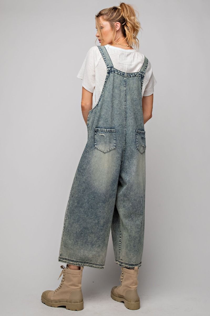 Cropped Denim Overalls