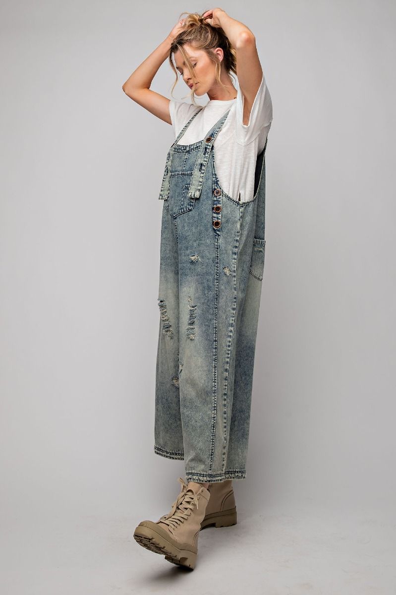 Cropped Denim Overalls