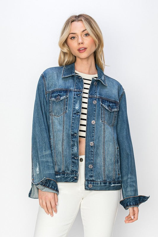 Distressed Dark Wash Jacket