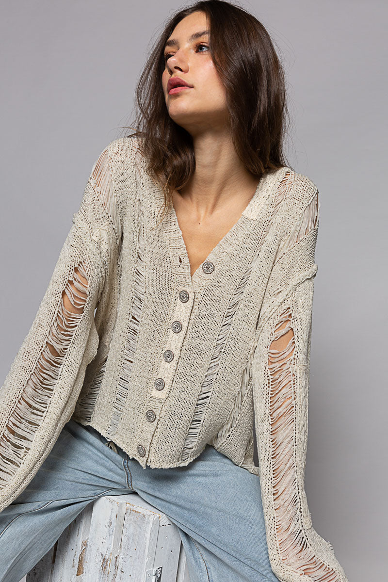 Distressed Lace Cardigan