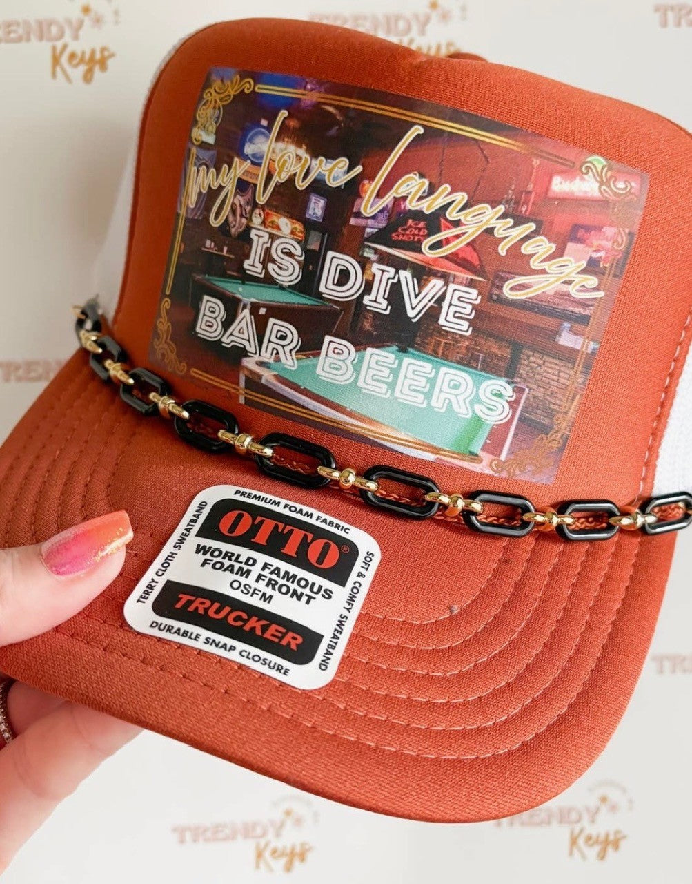 Love Language Dive Bar Beers hat w/chain
