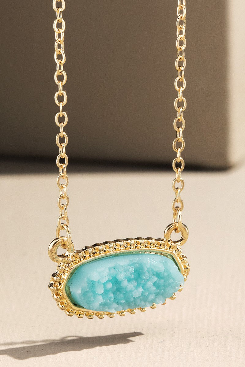 Drusy Stone Pendant Necklace