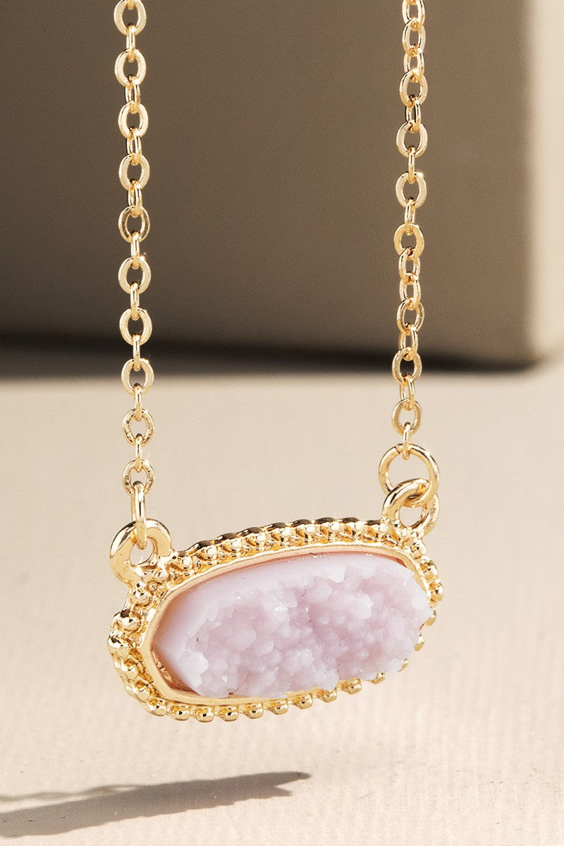 Drusy Stone Pendant Necklace