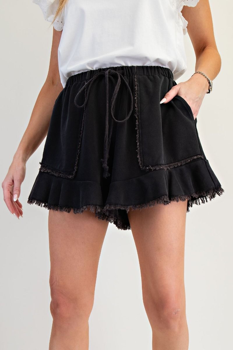 Acid Wash Fray Detail Shorts