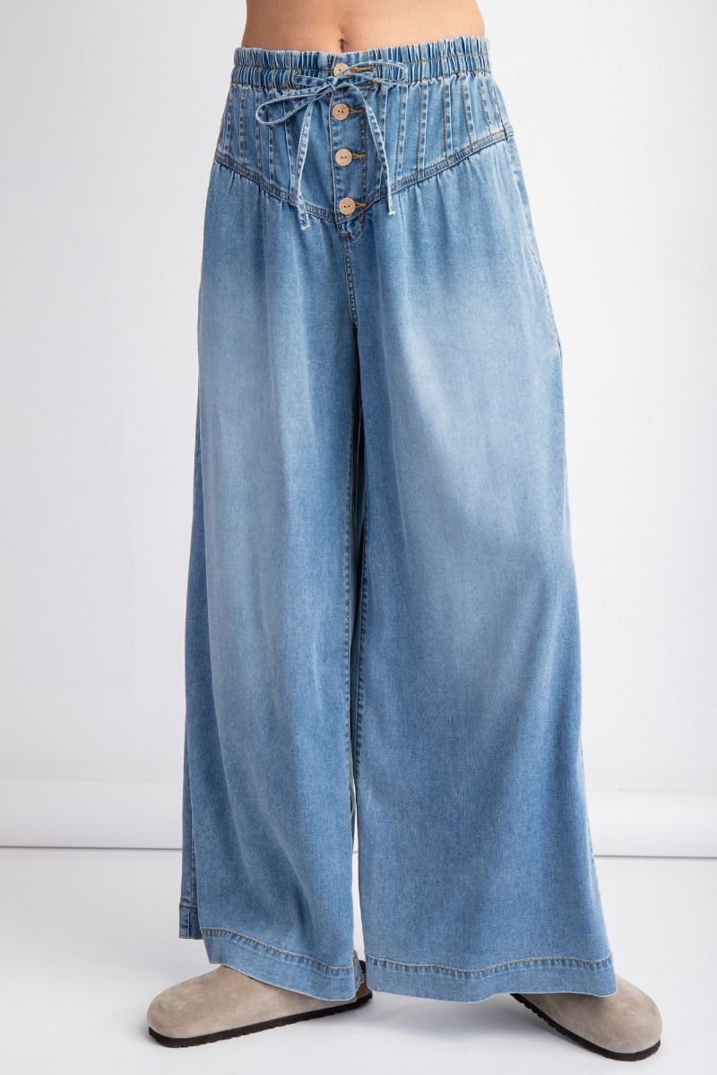 Button Wide Leg Jeans