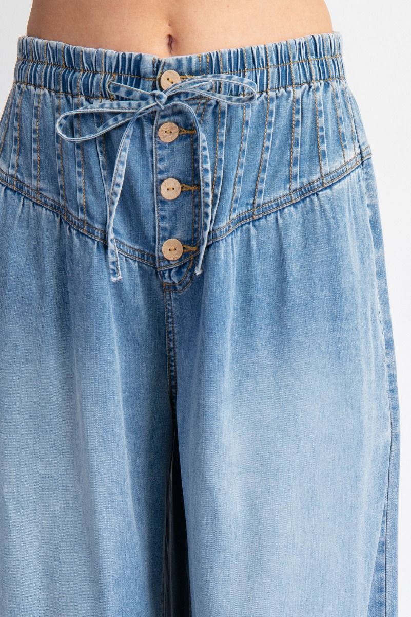 Button Wide Leg Jeans