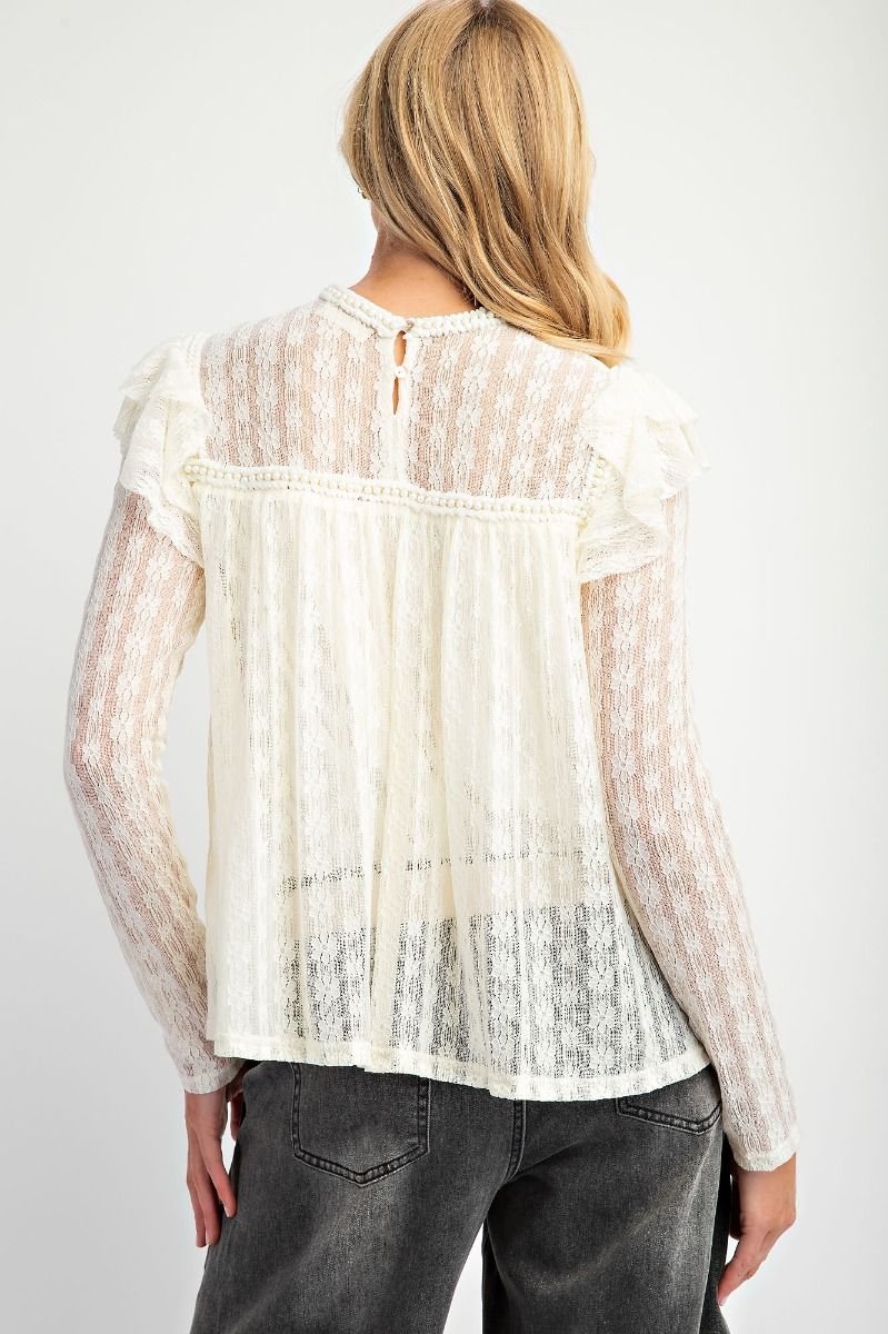 Ruffled Lace Pearl Top