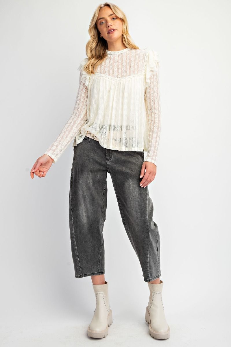 Ruffled Lace Pearl Top