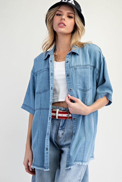 Easel Denim Button Down