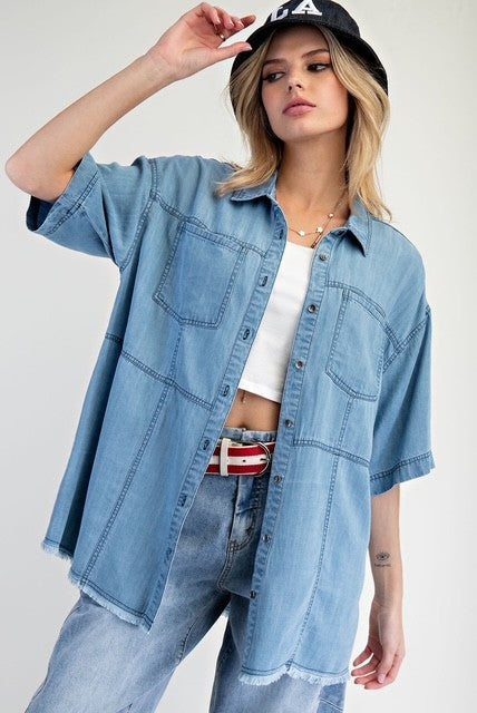 Easel Denim Button Down