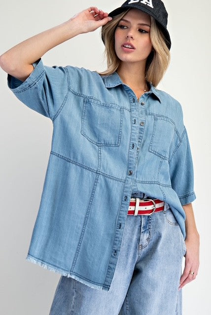 Easel Denim Button Down