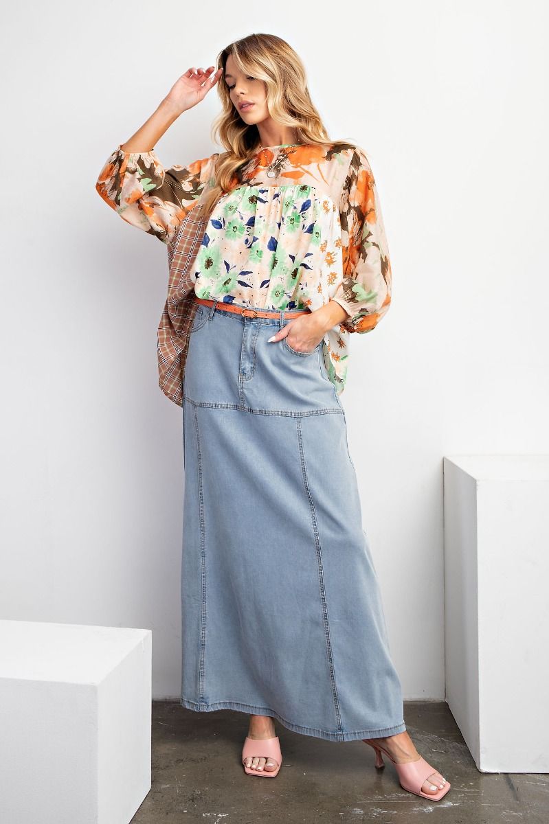 Floral Color Block Top