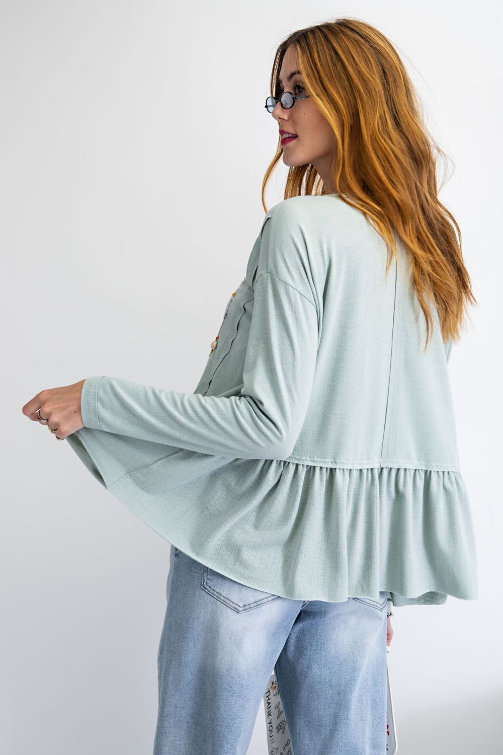 Light Sage Peplum Top