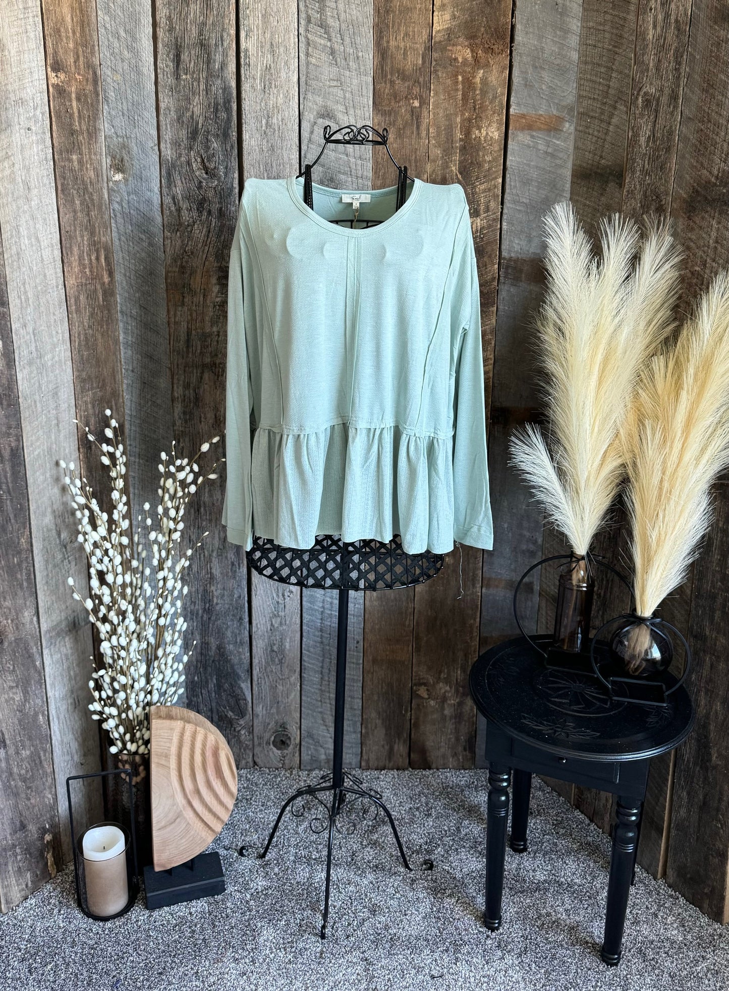 Light Sage Peplum Top