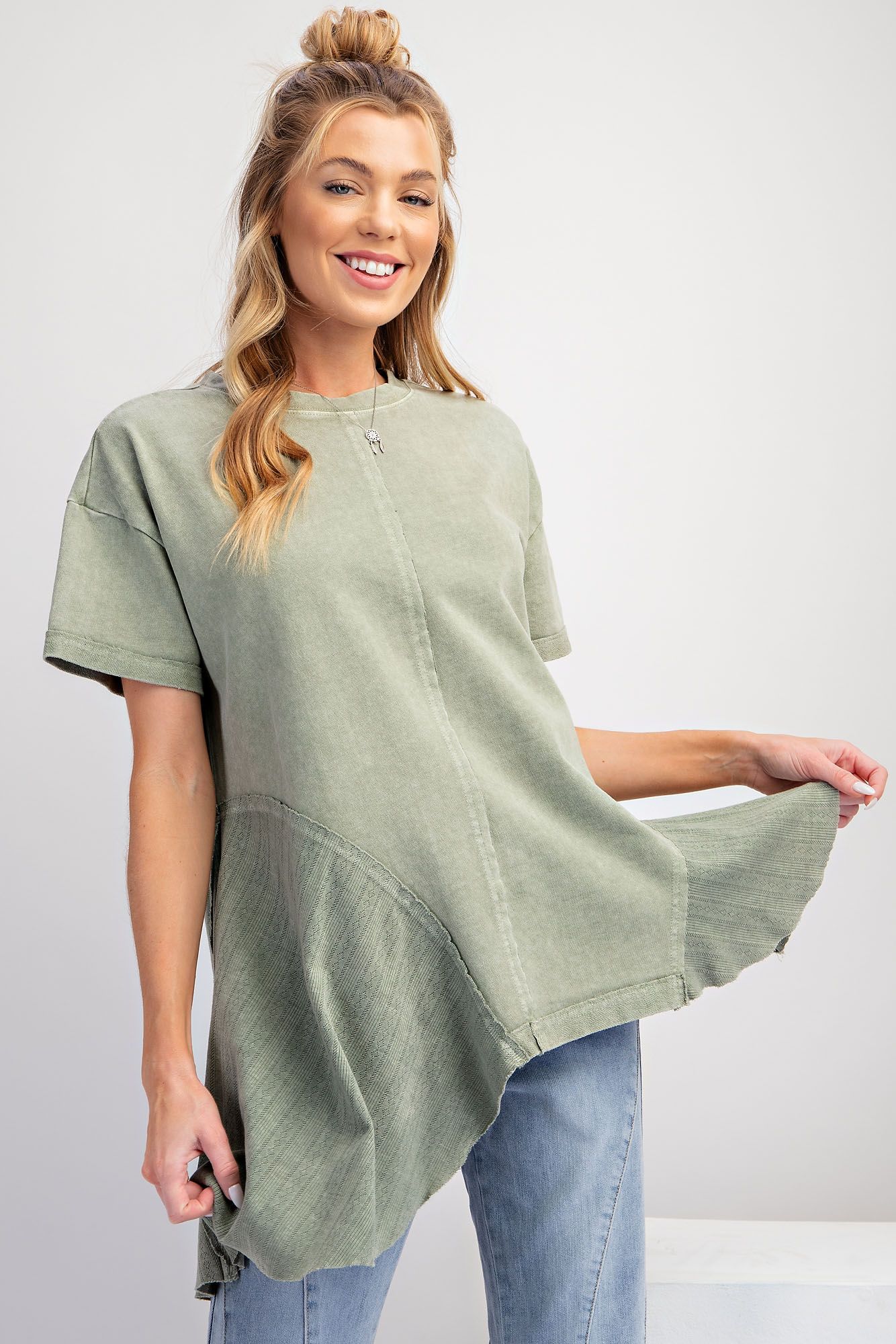 Lace inset Peplum Top