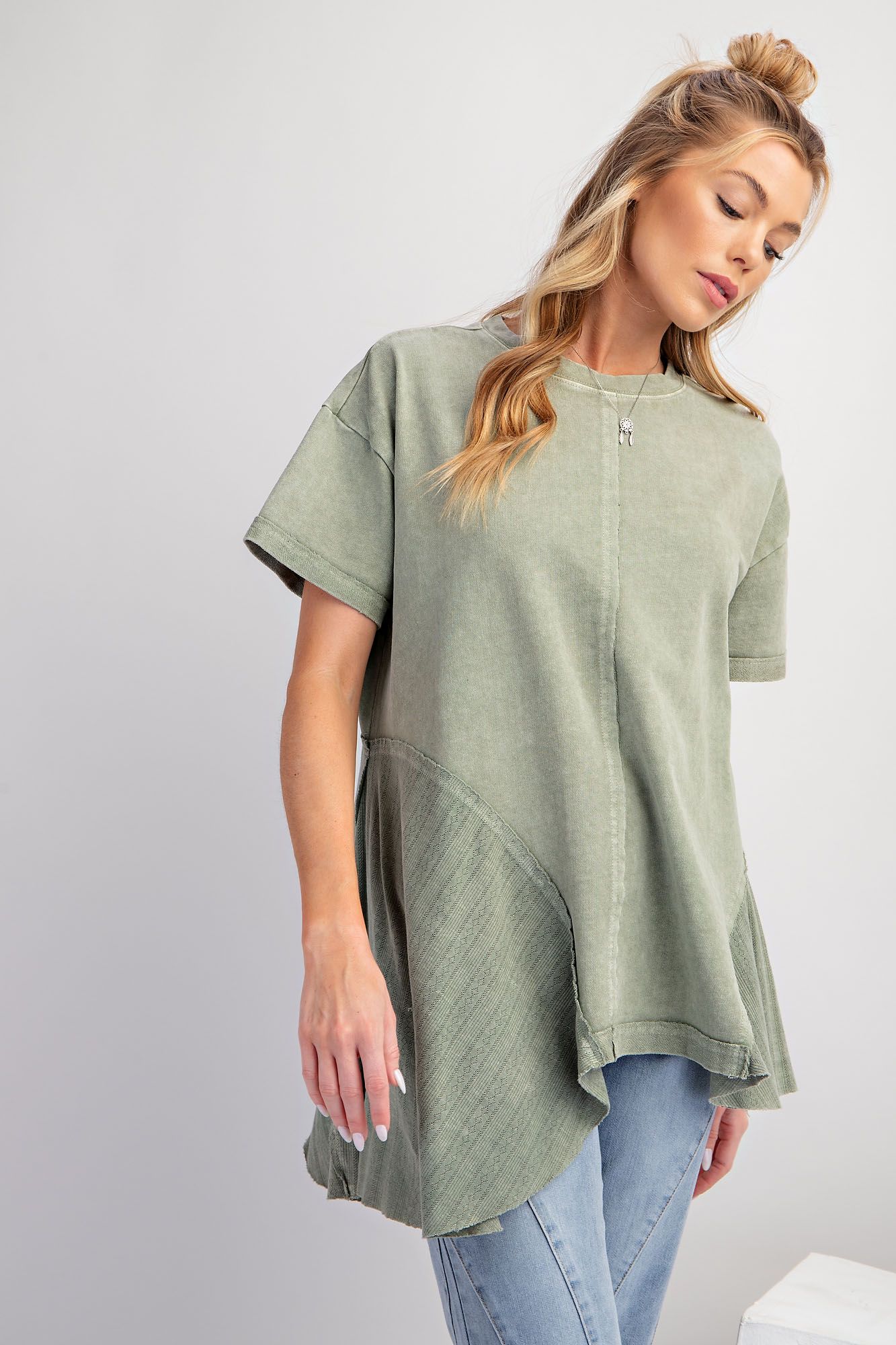 Lace inset Peplum Top