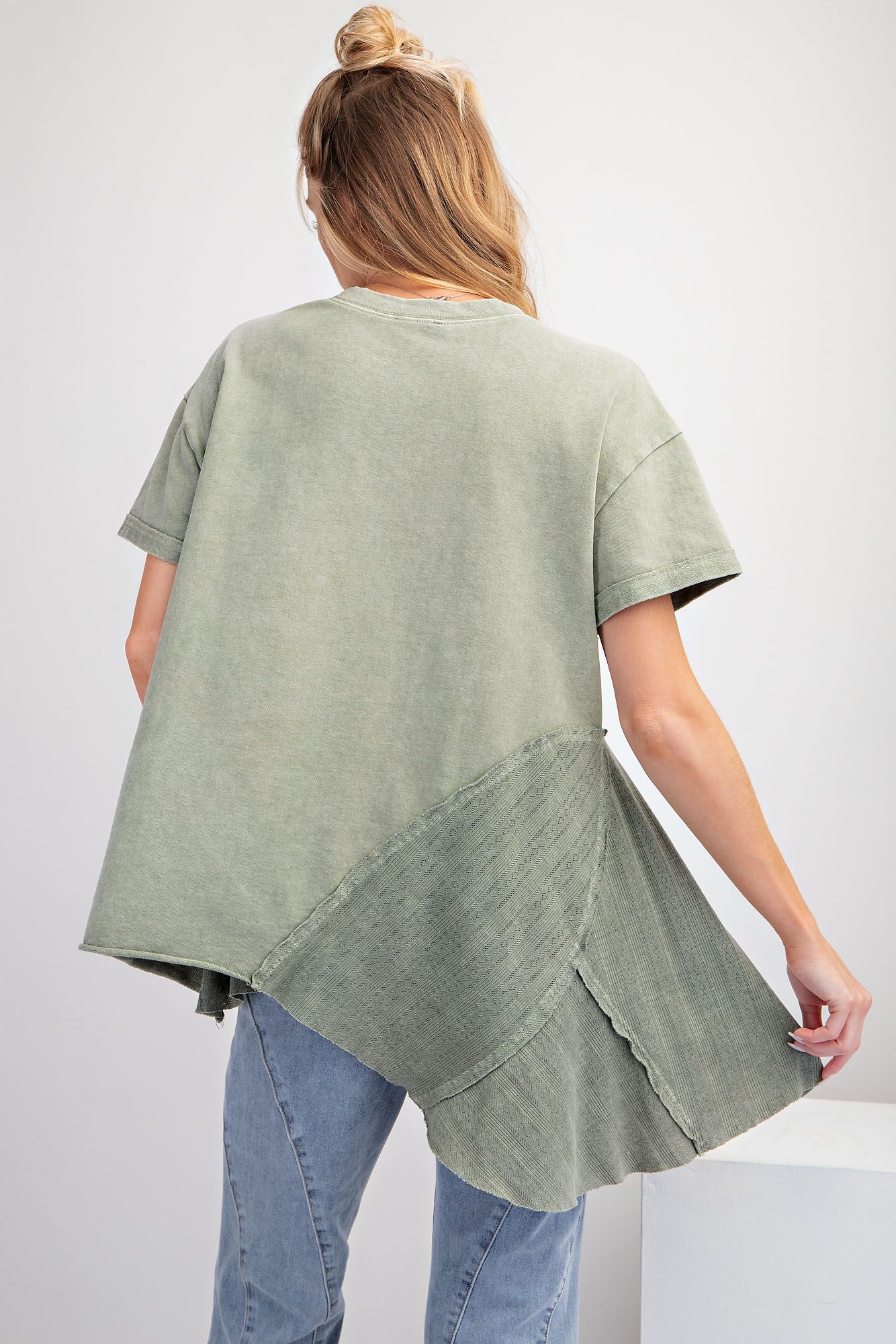 Lace inset Peplum Top