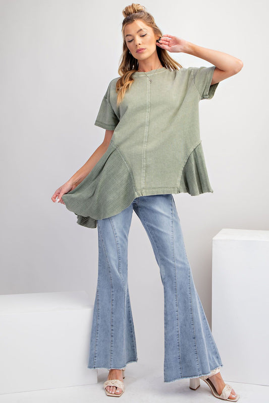 Lace inset Peplum Top