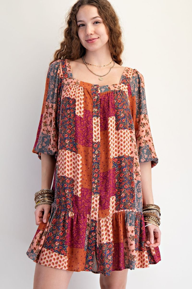 Patchwork Boho Dress