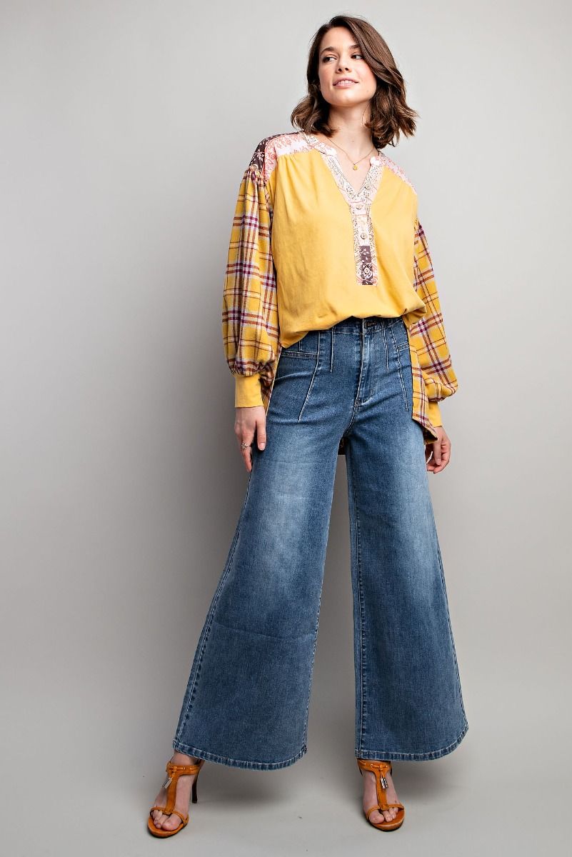 Plaid Patchwork Henley
