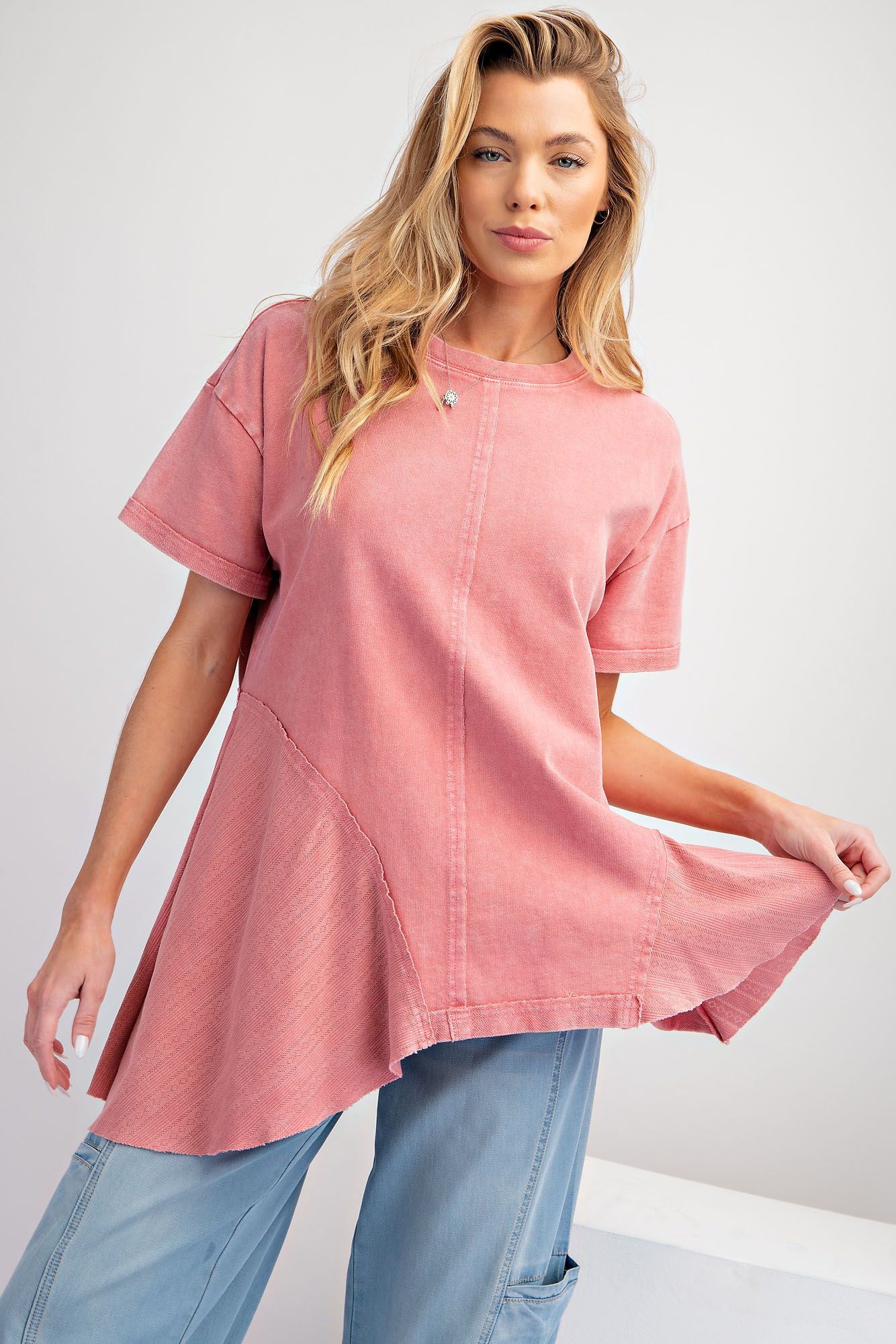 Lace inset Peplum Top