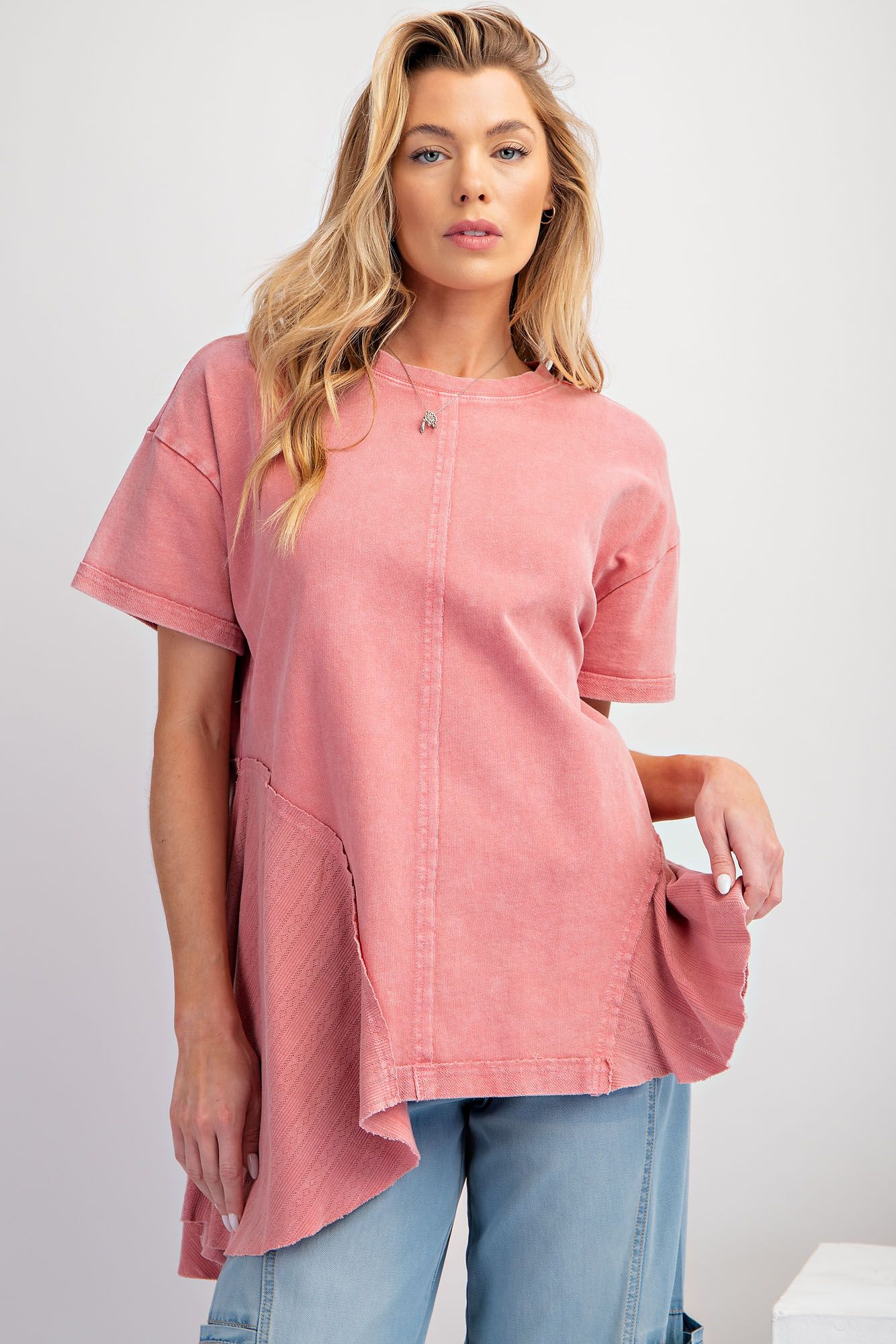 Lace inset Peplum Top