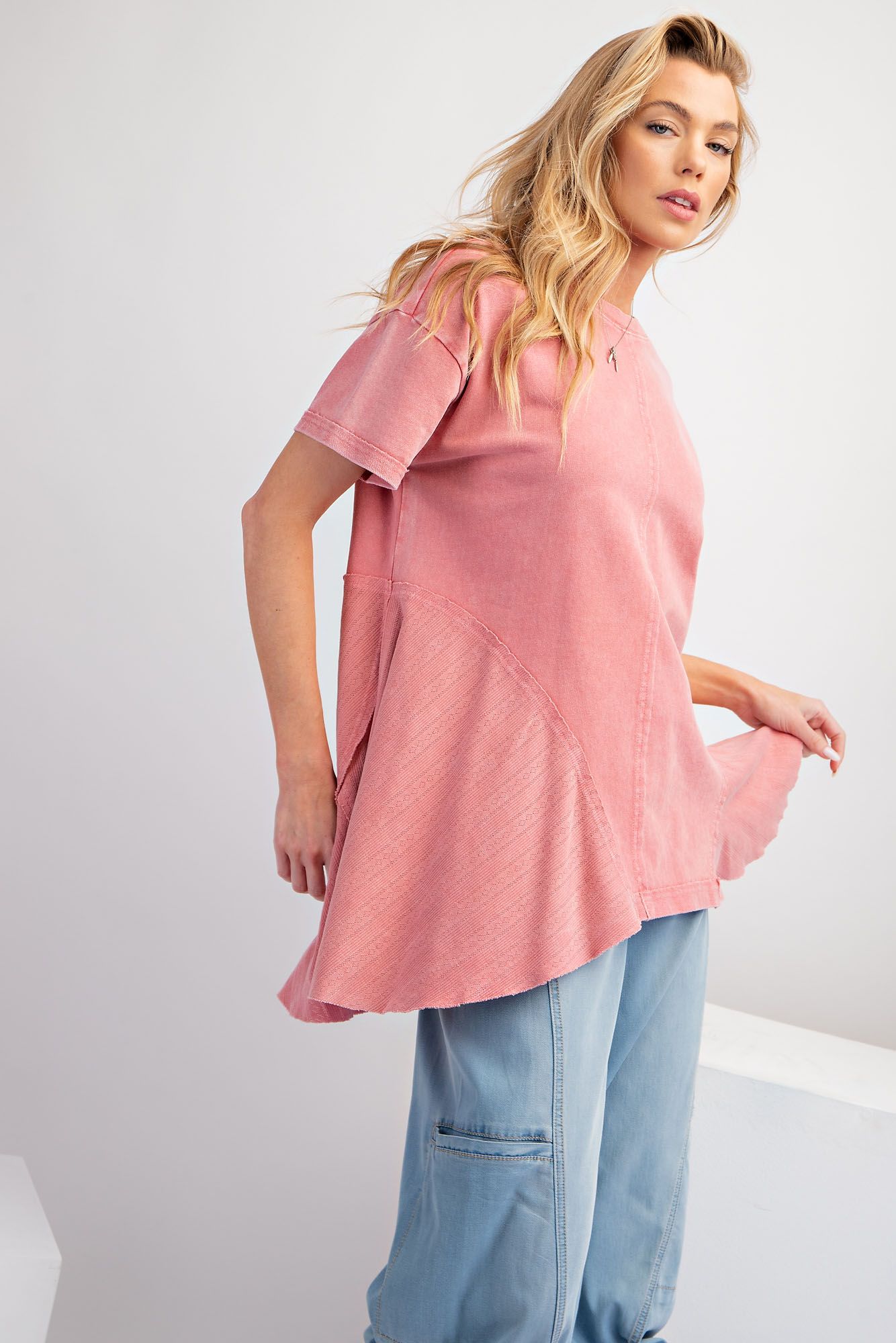 Lace inset Peplum Top