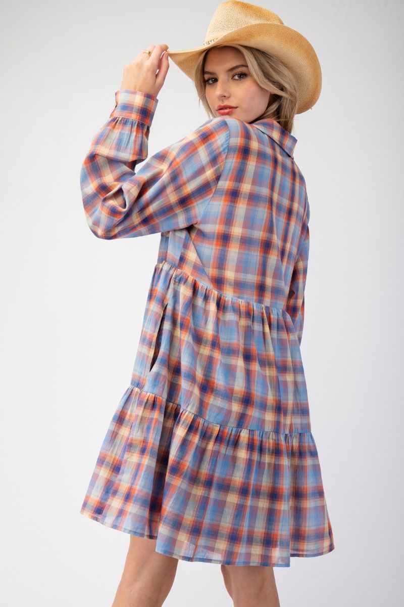 Western Plaid Tiered Dress