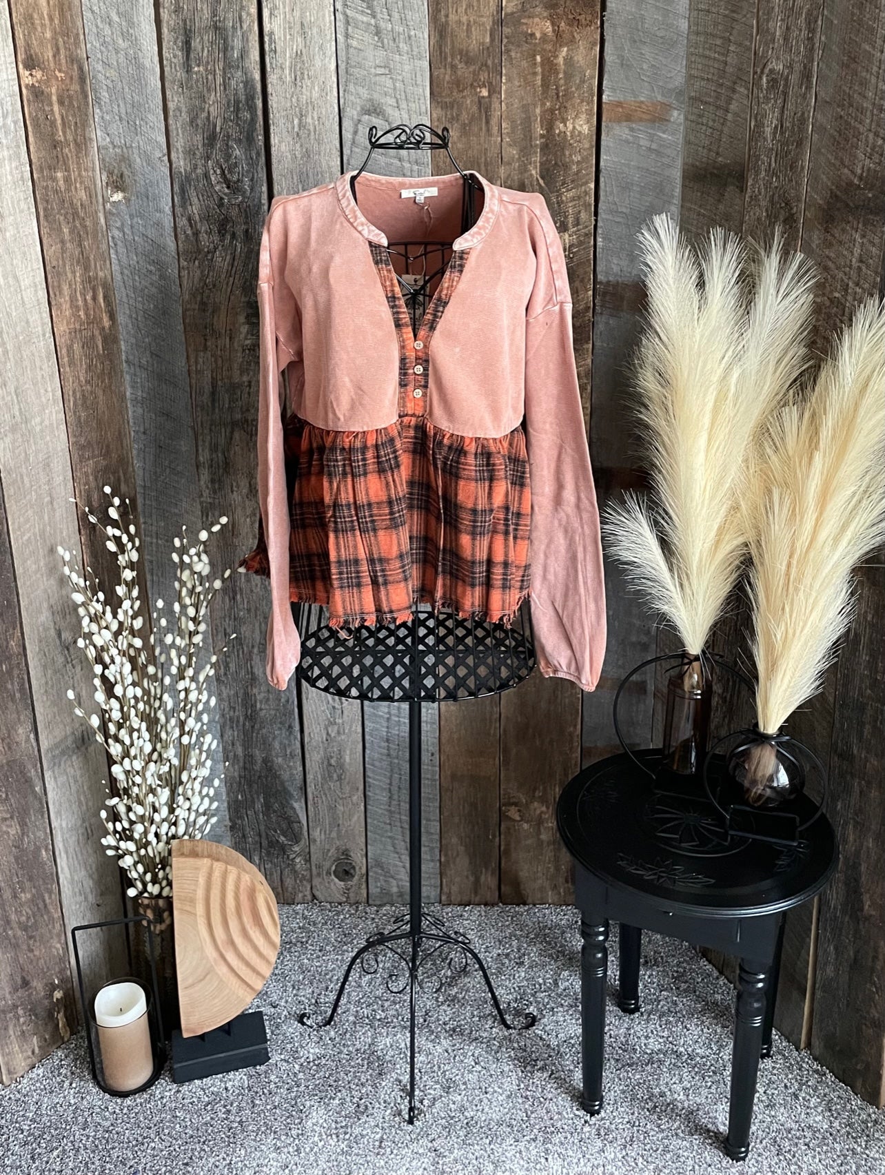 Pumpkin flannel baby doll top