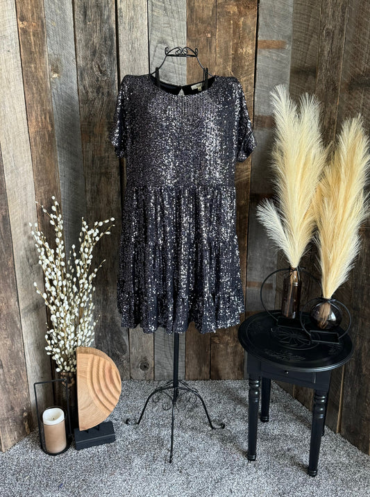 Sequin Tiered Swing Dress