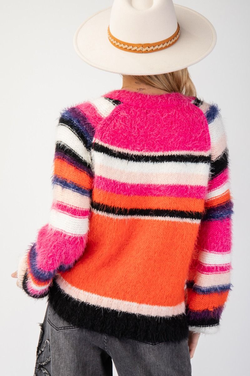 Orange and Pink Striped Sweater