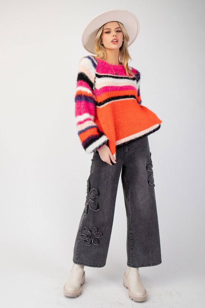 Orange and Pink Striped Sweater