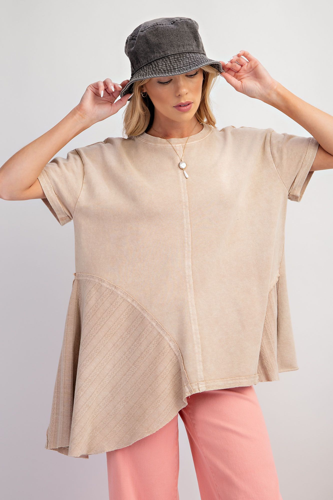 Lace inset Peplum Top