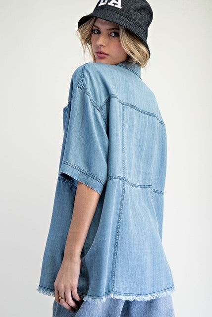 Easel Denim Button Down