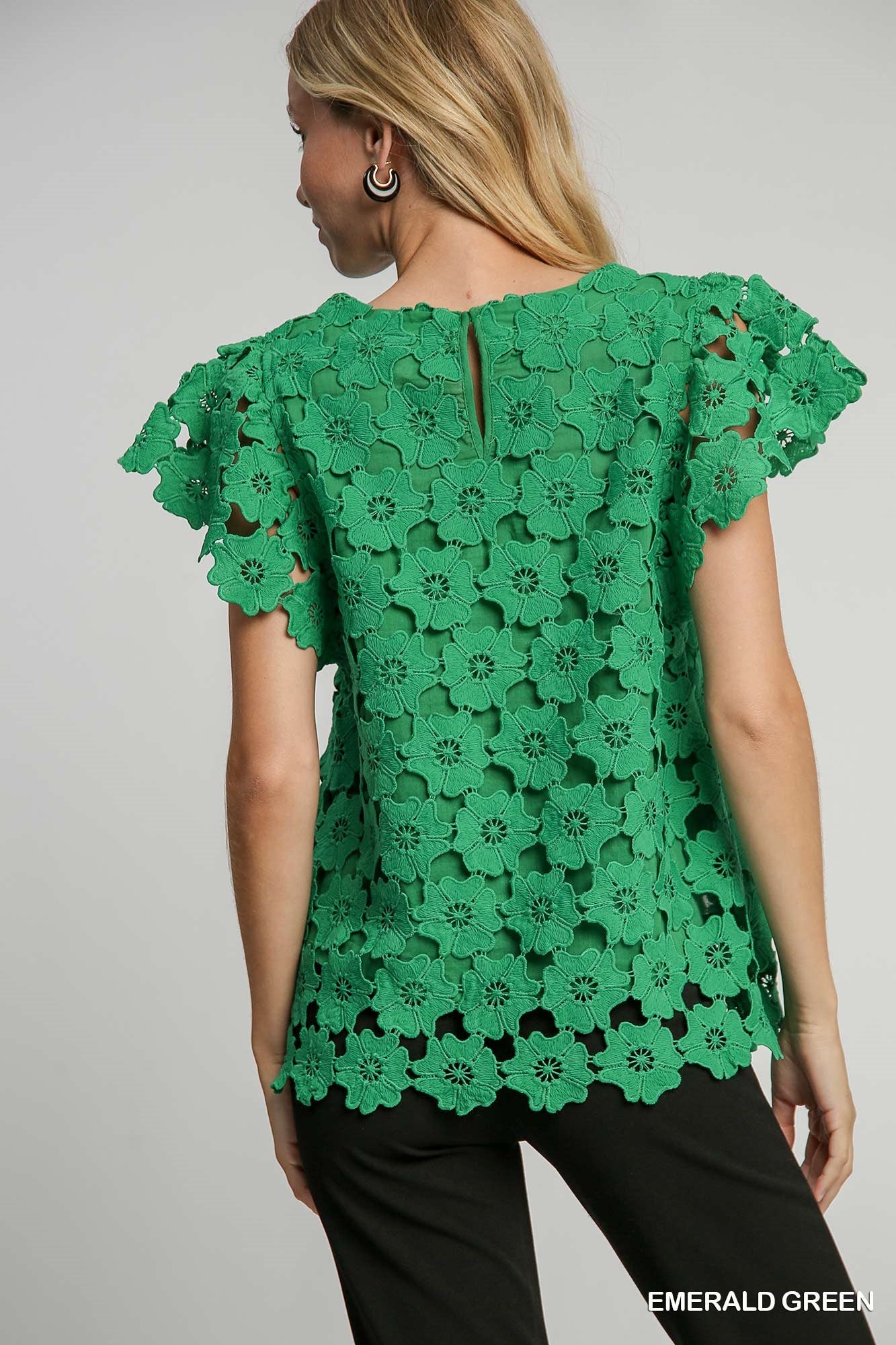 Emerald Floral Lace Top