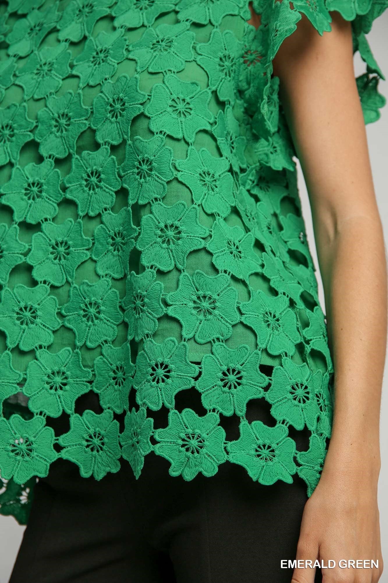 Emerald Floral Lace Top