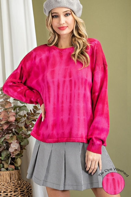 Hot Pink and Red Tie Dye Sweater