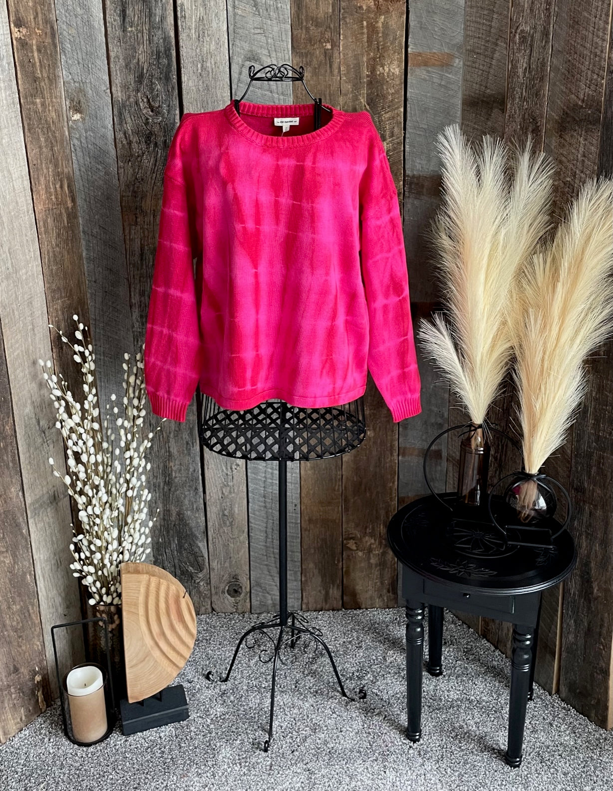 Hot Pink and Red Tie Dye Sweater