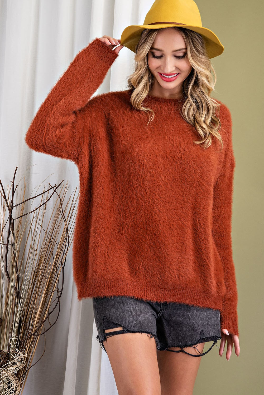 Eyelash Open Back Sweater