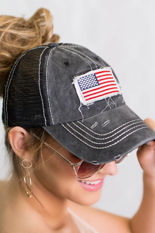 American Flag Ponytail Hat