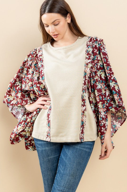 Batwing Floral Tan